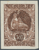 Österreich: 1947, 30 Gr. + 15 Gr. "Kunstausstellung", Ungezähnte Farbprobe In Braun Auf Gummiertem P - Unused Stamps