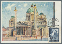 Österreich: 1947, 10 S. "Wien Karlskirche", Höchstwert Auf Seltener Farbiger Maximumkarte Mit Tagess - Unused Stamps