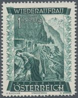 Österreich: 1948, 1 Sch. + 50 Gr. "Wiederaufbau", 16 (meist) Verschiedene Farbproben In Linienzähnun - Unused Stamps