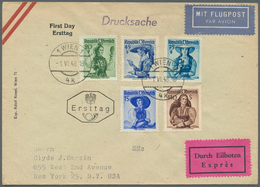 Österreich: 1948 (1.6.), TRACHTEN Fünf Werte Auf Ersttagsbrief Per Luftpost Und Eilboten In Die USA - Unused Stamps