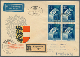 Österreich: 1950 (10.10.), Kärntner Volksabstimmung Kompl. Satz In Viererblocks Auf Drei Schmuck-Ers - Unused Stamps