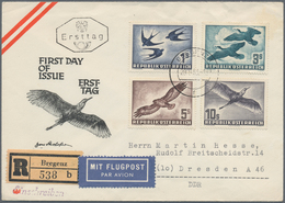 Österreich: 1953, Vögel Satz, Auf Eingeschriebenem Luftpost-FDC Von Bregenz In Die DDR. Befund Soeck - Unused Stamps