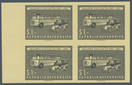 Österreich: 1957. Postauto, 50 Jahre, Mit Der Abart "Ungezähnt" Im Postfrischen 4er-Block Vom Linken - Unused Stamps