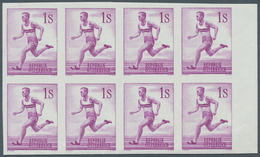 Österreich: 1959, 1 Sch. "Läufer" Ungezähnt Im Rand-8er-Block, Postfrisch, Unsigniert. Fotoattest He - Unused Stamps