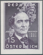 Österreich: 1962, 1 Sch. "Johann Nepomuk Nestroy", Ungezähnte Farbprobe In Grauviolett Auf Kartonpap - Unused Stamps