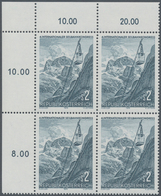 Österreich: 1975, 2 Sch. "Seilbahnkongreß" Mit Abart "fehlender Rotdruck" Im Eckrand-4er-Block Links - Unused Stamps