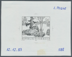 Österreich: 1984, 4 S. Eibenstein, 2 Seltene Phasendrucke (1. U. 2. Phase) Als Einzelabzug In Schwar - Unused Stamps