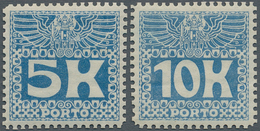 Österreich - Portomarken: 1911, 5 Und 10 Kr Hellblau, Gezähnte Ministervorlagen In Ungebrauchter Pra - Taxe