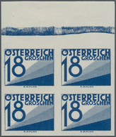 Österreich - Portomarken: 1934, Ziffern 18 Gr. Blau, Ungezähnter Oberrand-4er-Block, Postfrisch, Uns - Taxe