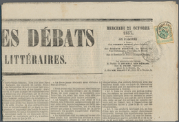 Österreich - Zeitungsstempelmarken: 1857, 2 Kr. Type II Auf Kpl. Zeitung JOURNAL DES DÉBATS Aus Pari - Zeitungsmarken