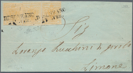 Österreich - Lombardei Und Venetien: 1850, 3x 5c Ocker Auf Briefteil Von Desenzano Nach Limone. Sign - Lombardy-Venetia