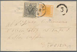 Österreich - Lombardei Und Venetien: 1850: 5 C Orange Mit Abklatsch (Marke Teils Abgelöst) Und 10 C - Lombardy-Venetia