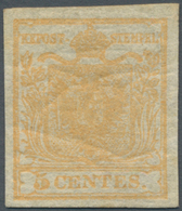 Österreich - Lombardei Und Venetien: 1850, 5 C Gelbocker, Postfrisches Ausnahme-Exemplar Mit Minimal - Lombardije-Venetië