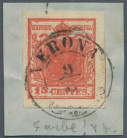 Österreich - Lombardei Und Venetien: 1850, Wappenzeichnung 15 C. Tiefzinnoberrot, Handpapier Type II - Lombardo-Vénétie