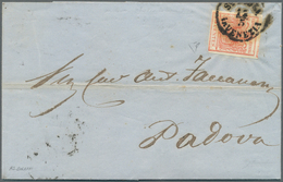 Österreich - Lombardei Und Venetien: 1850/1856, 15 C Rot, Handpapier, Type III, Am Oberrand Mit Eine - Lombardo-Vénétie