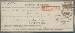 Österreich - Lombardei Und Venetien: 1850, 30 Centes. Braun Auf Rückschein über Ein Einschreiben Vom - Lombardo-Vénétie