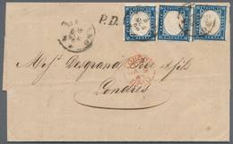Österreich - Lombardei Und Venetien: 1860, Januar. 20 C Blau, Einzelmarke Und Paar, Auf PD-Brief Von - Lombardo-Vénétie