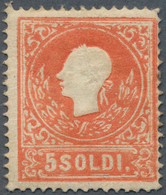 Österreich - Lombardei Und Venetien: 1858, 5 So Rot, Type I, Ungebraucht Mit Originalgummi, Farbfris - Lombardo-Vénétie
