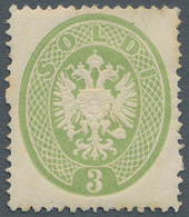 Österreich - Lombardei Und Venetien: 1863, 3 So Doppeladler Gelblichgrün, Ungebraucht In Farbfrische - Lombardy-Venetia