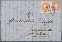 Österreich - Lombardei Und Venetien: 1859/1861: Ausgaben-Mischfrankatur 10 Soldi Braun, 2. Ausgabe U - Lombardy-Venetia
