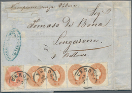 Österreich - Lombardei Und Venetien: 1861: 10 Soldi Braun, Viererstreifen (teilweise Angetrennt) Zus - Lombardo-Venetien