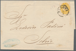 Österreich - Lombardei Und Venetien: 1863, 2 Soldi Gelb, Vierte Ausgabe, Einzelfrankatur Auf Drucksa - Lombardy-Venetia