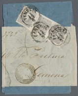 Österreich - Lombardei Und Venetien - Zeitungsmarken: 1859, (1,05 Kr.), Vertical Strip Of Three, On - Lombardo-Venetien