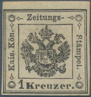 Österreich - Lombardei Und Venetien - Zeitungsstempelmarken: 1858, 1 Kr. Schwarz, Mit Guten Bis Brei - Lombardy-Venetia