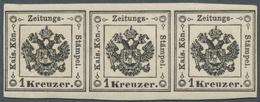 Österreich - Lombardei Und Venetien - Zeitungsstempelmarken: 1859, 1 Kreuzer Schwarz, Type I, Waager - Lombardo-Vénétie