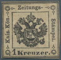 Österreich - Lombardei Und Venetien - Zeitungsstempelmarken: 1858, 1 Kr Schwarz Ungebraucht Mit Teil - Lombardije-Venetië