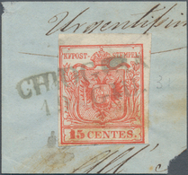 Österreich - Lombardei Und Venetien - Stempel: 1850 CHIOGGIA Rarer, Blauer L2 (Sassone R = 4250 €) A - Lombardo-Vénétie