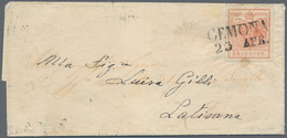 Österreich - Lombardei Und Venetien - Stempel: "GEMONA 23 APR", L2 (Sassone SD, 10 Punkte) Auf 15 Ce - Lombardo-Vénétie