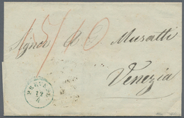 Österreichische Post In Der Levante: 1860 "Prevesa / 12 / 4" Blauer Einkreisstemstempel Auf Faltbrie - Oostenrijkse Levant