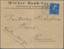 Österreichische Post In Der Levante: 1910, Rumänische Schiffspost: 1 Pia Dkl'blau Auf Blau Mit Senkr - Oostenrijkse Levant