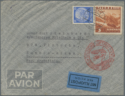 Österreich - Ostmark: 1938, 25 Pf Ultramarin Hindenburg Und Österreich 3 S Braunorange Flugpostmarke - Other & Unclassified