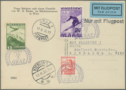 Österreich - Flugpost: 1936. Austrian 1st Republic Oesterreichische FIS II / Ski Championship Set Fr - Autres & Non Classés