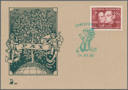 Österreich - Stempel: 1950, 60 G "Stille Nacht" Auf PAX-Karte Mit Grünem Stempel CHRISTKINDL, 24.XII - Maschinenstempel (EMA)