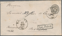 Polen - Russische Periode: 1876 Postal Stationery Envelope From Kalisz To Breslau With Box Stamp "Au - Sonstige & Ohne Zuordnung