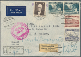 Polen: 1938, 5 Gr, 15 Gr, 2 X 25 Gr And 3 Zl Definitives, Mixed Franking On Registered Airmail Cover - Ongebruikt