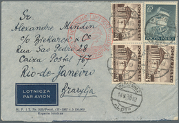 Polen: 1938, 25 Gr Grey-blue "Marshall Rydz-Smigly" And 3 X 1 Zl Brown Definitives, Mixed Franking O - Unused Stamps