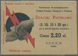 Polen: 1938, Complete Stamp Booklet 2.20zl. Black/red On Creme Containing Four Panes Of Four 5gr., 1 - Ongebruikt