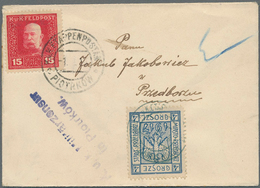 Polen - Bestellpostanstalten: PRZEDBORZ 1917, 4gr. Blue Perforated, Type 1, Paying Local Charge On C - Autres & Non Classés