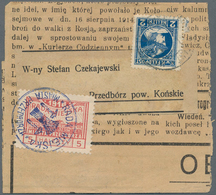 Polen - Bestellpostanstalten: PRZEDBORZ 1918, 5h. Red Paying Local Charge On Wrapper Franked With Au - Autres & Non Classés