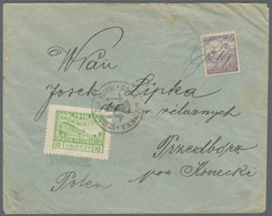 Polen - Lokalausgaben 1915/19: 1918, PRZEDBOCZ, 10 H. Local Stamp Cancelled With Blue Circle "RADA M - Other & Unclassified