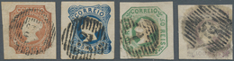 Portugal: 1853, Maria, 5 - 100 R., Used With Numerals, Fresh Colour And Full Margins. 100 R. With Be - Other & Unclassified