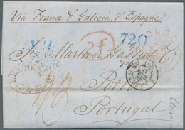 Portugal: 1852. Stamp-less Envelope Addressed To Porto Cancelled By London/Paid In Red '20th Feb 52' - Autres & Non Classés