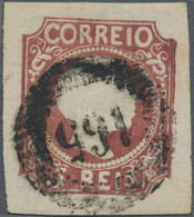 Portugal: 1855, King Pedro V. 5r. Red Brown Die III With Straight Hair On Thin Embossed Paper Imperf - Other & Unclassified