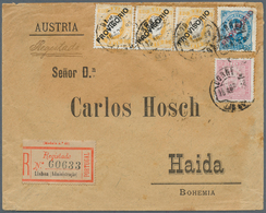 Portugal: 1893 (15.4.), Registered Cover Bearing King Luis 80r. Yellow Horiz. Strip Of Three + King - Other & Unclassified