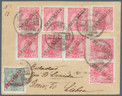 Portugal: 1911 (6.10.), Local Cover Bearing King Manuel 20r. Carmine Rose Optd. REPUBLICA (9 Incl. P - Autres & Non Classés