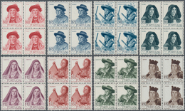 Portugal: 1947, Folk Costumes, 8 Values Complete In Blocks Of Four, MNH. (Afinsa 677/84 1.244,- €). - Autres & Non Classés